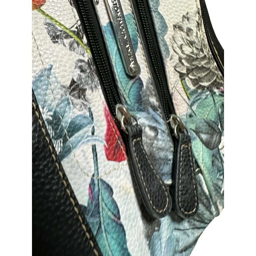 Stone Mountain black and bright floral shoulder bag